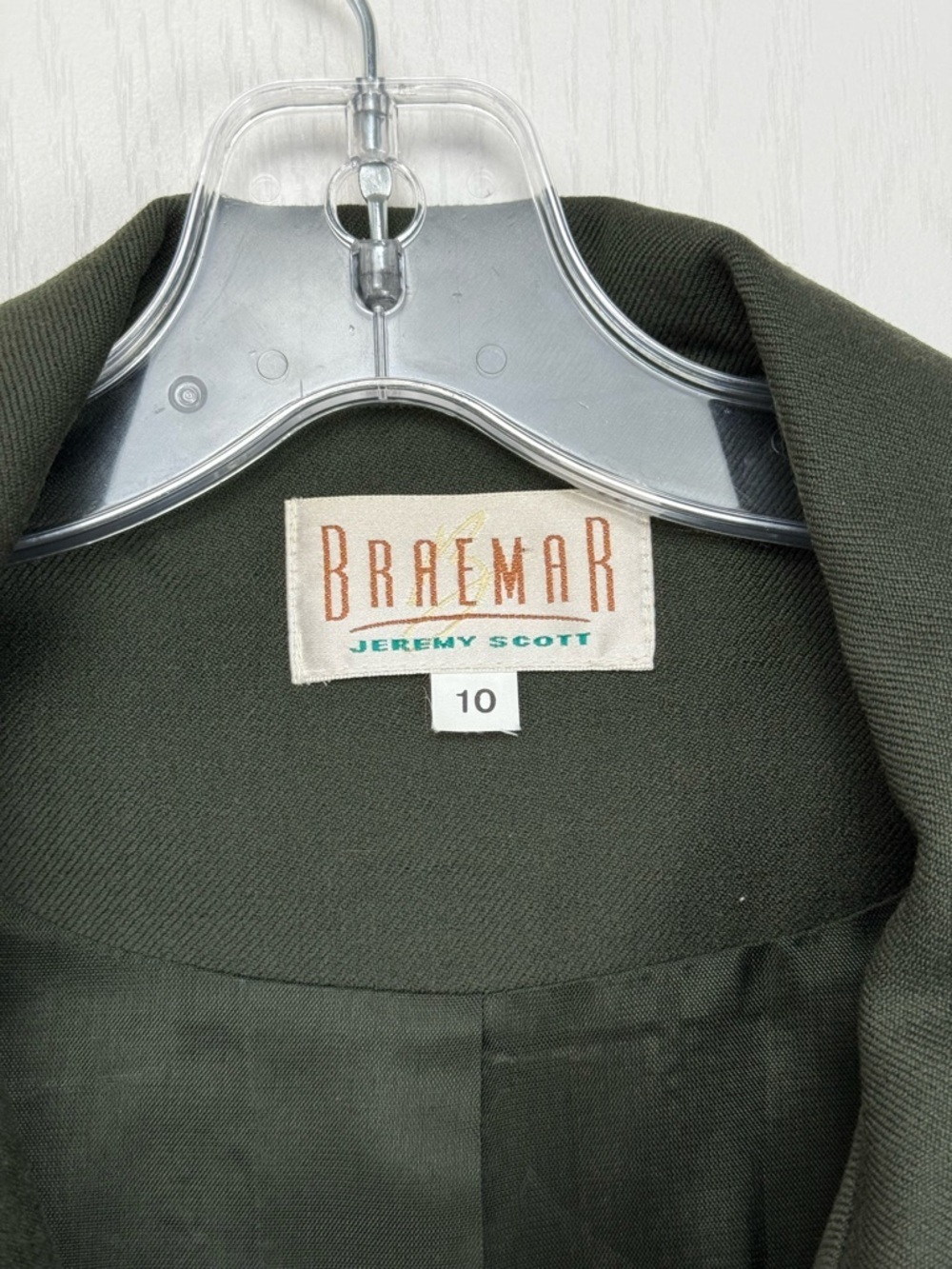 Vintage 90s Wool Zip Up Collared Jacket Size 10 Green Army Olive - Picture 8 of 9